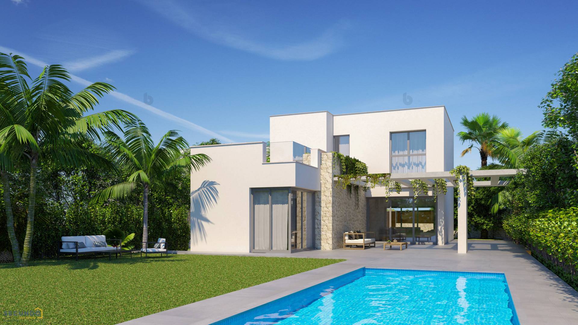Pilar de la Horadada: prachtige villa's met 3 slaapkamers op de eerste lijn aan de golf